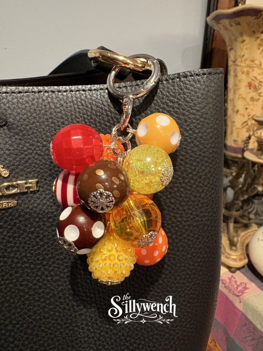 Autumn Glow Bag Charm, silver-toned